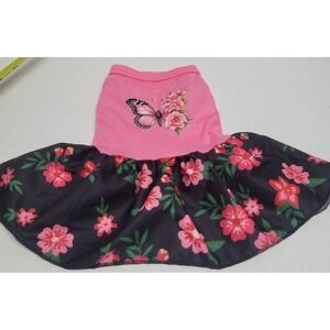 Pink Butterfly Floral Pet Dress Small Dog Cat Clothes Sleeveless Pullover S
